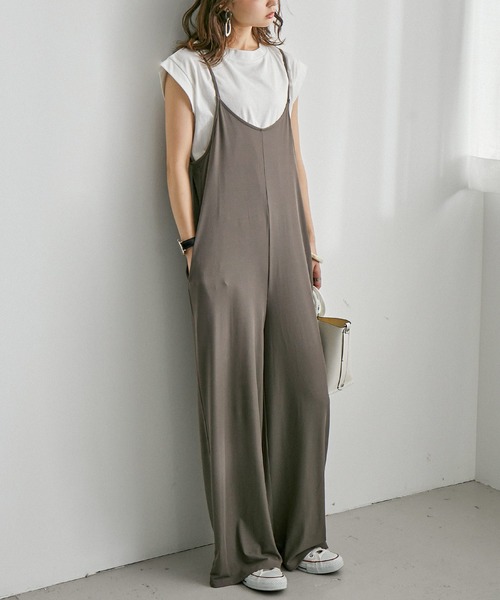 Fashion Letter（ファッションレター）の「ストレッチキャミワイドサロペット（サロペット/オーバーオール・レディース・グレイッシュベージュ/モカ/チャコールグレー/ブラック・M）」の13枚目の写真
