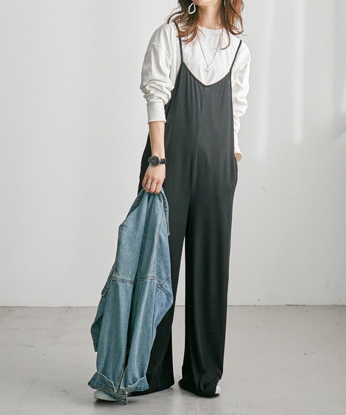 Fashion Letter（ファッションレター）の「ストレッチキャミワイドサロペット（サロペット/オーバーオール・レディース・グレイッシュベージュ/モカ/チャコールグレー/ブラック・M）」の19枚目の写真