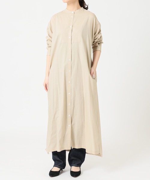 SLOBE IENA（スローブイエナ）の「コットンリヨセルドレープローンワンピース【手洗い可能】◆（シャツワンピース・レディース・ベージュ/ピンク/ブルー/グリーン・FREE）」の17枚目の写真