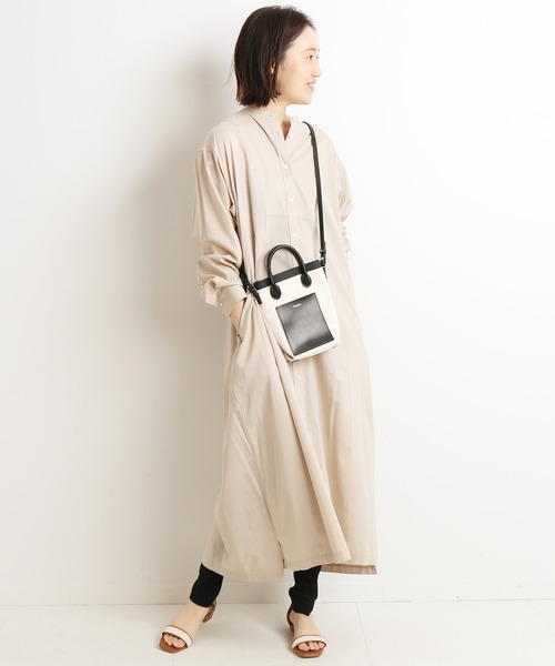 SLOBE IENA（スローブイエナ）の「コットンリヨセルドレープローンワンピース【手洗い可能】◆（シャツワンピース・レディース・ベージュ/ピンク/ブルー/グリーン・FREE）」の12枚目の写真