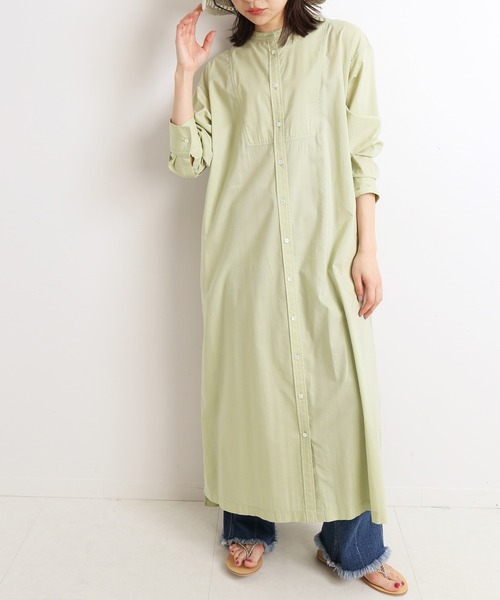 SLOBE IENA（スローブイエナ）の「コットンリヨセルドレープローンワンピース【手洗い可能】◆（シャツワンピース・レディース・ベージュ/ピンク/ブルー/グリーン・FREE）」の13枚目の写真