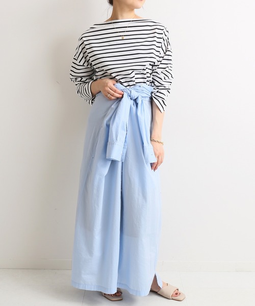 SLOBE IENA（スローブイエナ）の「コットンリヨセルドレープローンワンピース【手洗い可能】◆（シャツワンピース・レディース・ベージュ/ピンク/ブルー/グリーン・FREE）」の6枚目の写真