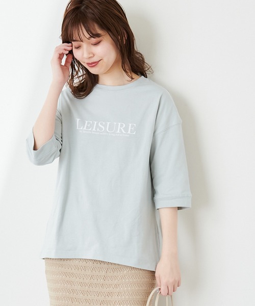 natural couture(ナチュラルクチュール)の「大人ロゴ6分袖T(Tシャツ/カットソー・レディース・オフホワイト/カーキ/サックスブルー/スミクロ・FREE)」の22枚目の写真