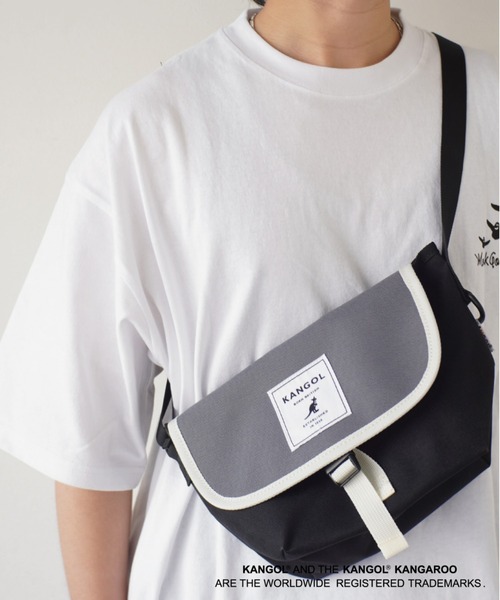 KANGOL（カンゴール）の「【 KANGOL / カンゴール 】 ワンバックル メッセンジャー バッグ（メッセンジャーバッグ・レディース・ブラック×グレー/ブラック/ベージュ・FREE）」の3枚目の写真
