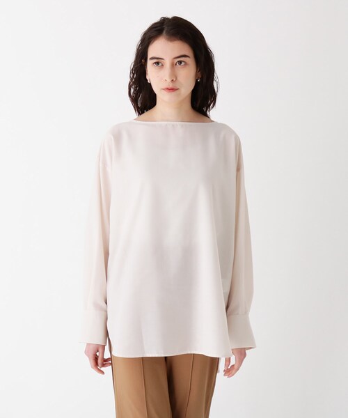 OPAQUE.CLIP（オペークドットクリップ）の「◆リネンライクシアー バックボタンブラウス【WEB限定サイズ】（シャツ/ブラウス・レディース・ブラック/ダークオレンジ/オフホワイト/サンドベージュ/オリーブ・40/42/34/36/38）」の12枚目の写真