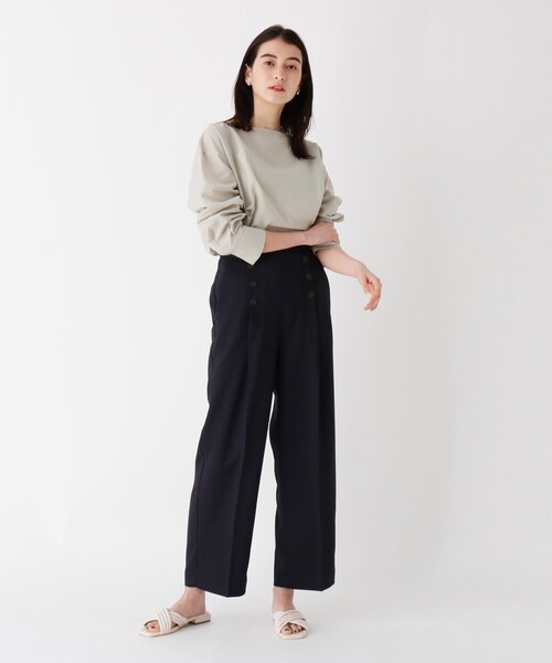 OPAQUE.CLIP（オペークドットクリップ）の「◆リネンライクシアー バックボタンブラウス【WEB限定サイズ】（シャツ/ブラウス・レディース・ブラック/ダークオレンジ/オフホワイト/サンドベージュ/オリーブ・40/42/34/36/38）」の21枚目の写真