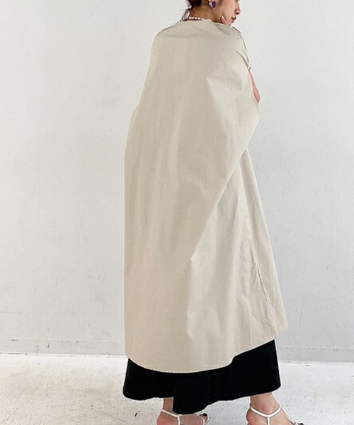 M y u（ミュー）の「ポケットパール付シャツ風トレンチロングジレ（その他アウター・レディース・ベージュ/ナチュラル・FREE）」の7枚目の写真