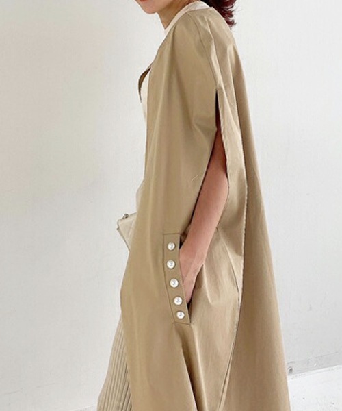 M y u（ミュー）の「ポケットパール付シャツ風トレンチロングジレ（その他アウター・レディース・ベージュ/ナチュラル・FREE）」の11枚目の写真