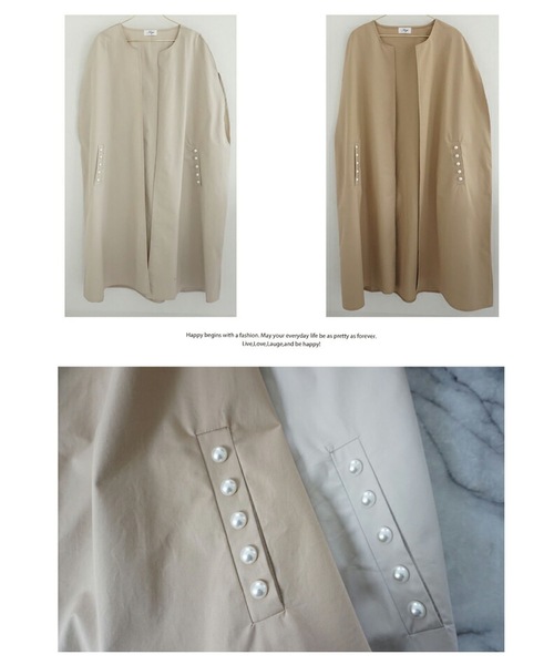 M y u（ミュー）の「ポケットパール付シャツ風トレンチロングジレ（その他アウター・レディース・ベージュ/ナチュラル・FREE）」の3枚目の写真