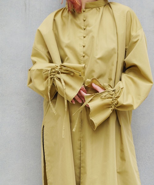 179/WG（イチナナキュウダブルジー）の「キャンディスリーブチュニックシャツ（シャツワンピース・レディース・ブラック/カーキ/オフホワイト・MEDIUM）」の12枚目の写真