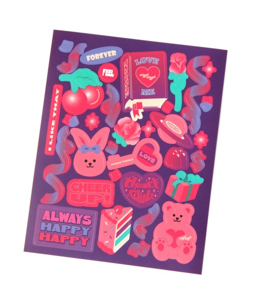 WIGGLE WIGGLE（ウィグルウィグル）の「WIGGLE WIGGLE／リムーバブルステッカー Pink Holic 2951368（ステーショナリー・レディース・パープル・0）」の4枚目の写真