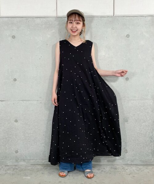 fredy repit（フレディレピ）の「両前ドット刺繍ワンピース（ワンピース・レディース・ブルー系その他7/ブラック系その他3・38）」の8枚目の写真