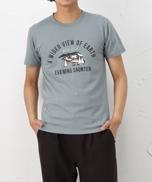 Mac-House(マックハウス)の「T-GRAPHICS ティーグラフィックス アウトドアプリント半袖Tシャツ(Tシャツ/カットソー・メンズ・ホワイト/グレー/カーキ/ブルー/ホワイト×ホワイト・S/M/L/XL)」の5枚目の写真