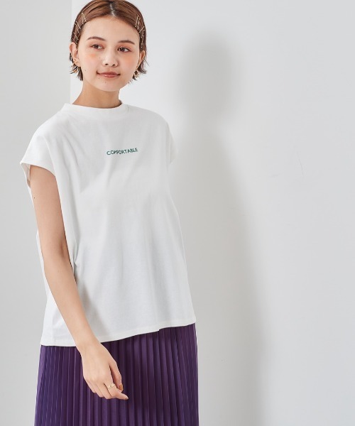 cepo（セポ）の「ロゴフレンチスリーブＴｅｅ（Tシャツ/カットソー・レディース・オフホワイト/キャメル/ブラック/グレー・M）」の2枚目の写真