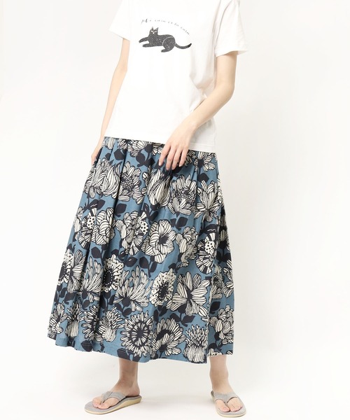 D*g*y（ディージーワイ）の「∴【 D*g*y / ディージーワイ 】大花柄 ボタニカル レトロ ロングスカート D5853（スカート・レディース・グレー/ブルー/レッド・M）」の12枚目の写真