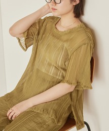 mikke | シアーランダムプリーツ 半袖ブラウス(シャツ/ブラウス)