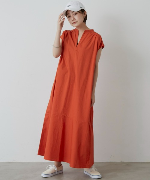 Auntie Rosa Holiday（アンティローザホリデー）の「タイプライター切替フレアワンピース（ワンピース・レディース・ブラック/ベージュ/オレンジ・FREE）」の3枚目の写真