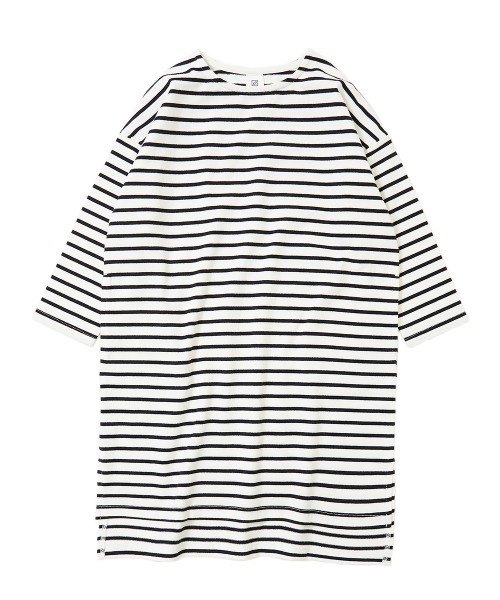 devirock（デビロック）の「ゆるっとボーダー長袖ワンピース（ワンピース・キッズ・ブラック/サックスブルー/ラベンダー/チャコール/ダークベージュ・110cm/100cm/120cm/130cm/140cm/150cm/160cm）」の10枚目の写真