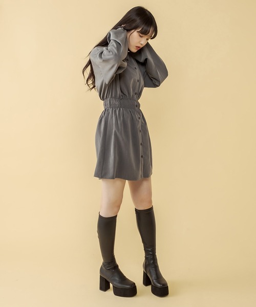 RASVOA（ラスボア）の「ウエストシャーリングワンピース（ワンピース・レディース・ブラック/グレー・FREE）」の18枚目の写真