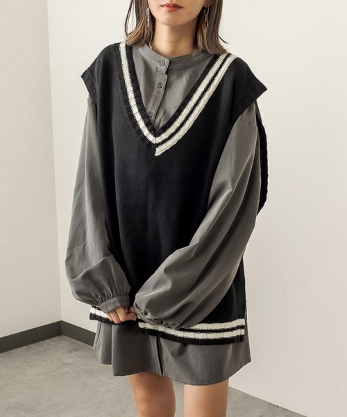 RASVOA（ラスボア）の「ウエストシャーリングワンピース（ワンピース・レディース・ブラック/グレー・FREE）」の8枚目の写真