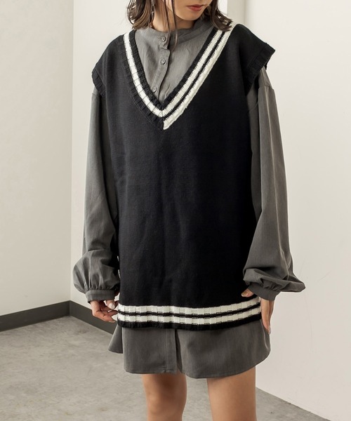 RASVOA（ラスボア）の「ウエストシャーリングワンピース（ワンピース・レディース・ブラック/グレー・FREE）」の7枚目の写真