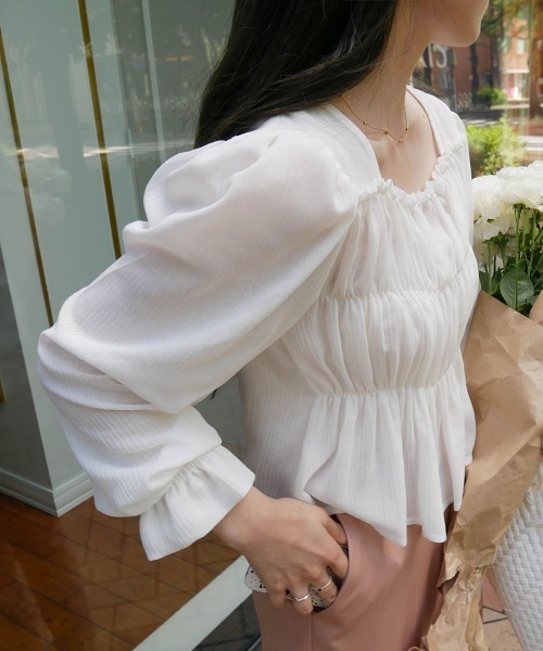 Bab（バブ）の「【Bab×KANAMI】Shirring Blouse（シャツ/ブラウス・レディース・ブラック/ピンク/アイボリー・38）」の13枚目の写真