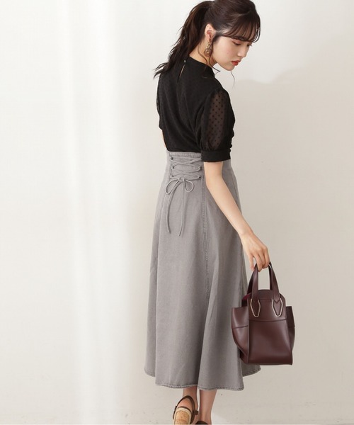 PROPORTION BODY DRESSING（プロポーションボディドレッシング）の「レースアップハイウエストデニムスカート / 1211220805（スカート・レディース・グレー/ブラック/ダークネイビー・SMALL/MEDIUM）」の10枚目の写真