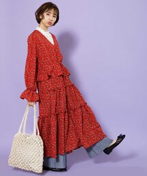 セール ブランド古着 As Know As Pinky アズノゥアズピンキー レディース のワンピース 花柄 ボタニカル柄 古着通販 Zozoused