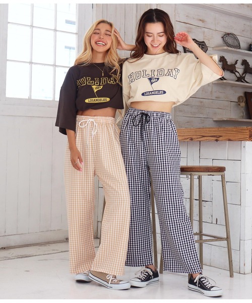 anap mimpi（アナップミンピ）の「ギンガムチェックリラックスパンツ（スラックス・レディース・ブラック/パープル/オレンジ・FREE）」の18枚目の写真