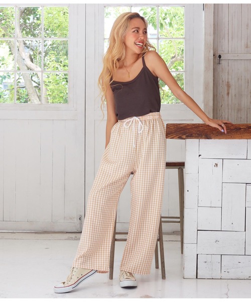 anap mimpi（アナップミンピ）の「ギンガムチェックリラックスパンツ（スラックス・レディース・ブラック/パープル/オレンジ・FREE）」の19枚目の写真