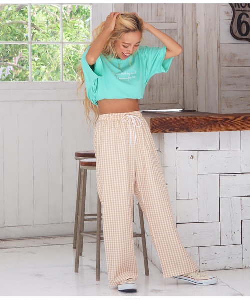 anap mimpi（アナップミンピ）の「ギンガムチェックリラックスパンツ（スラックス・レディース・ブラック/パープル/オレンジ・FREE）」の13枚目の写真