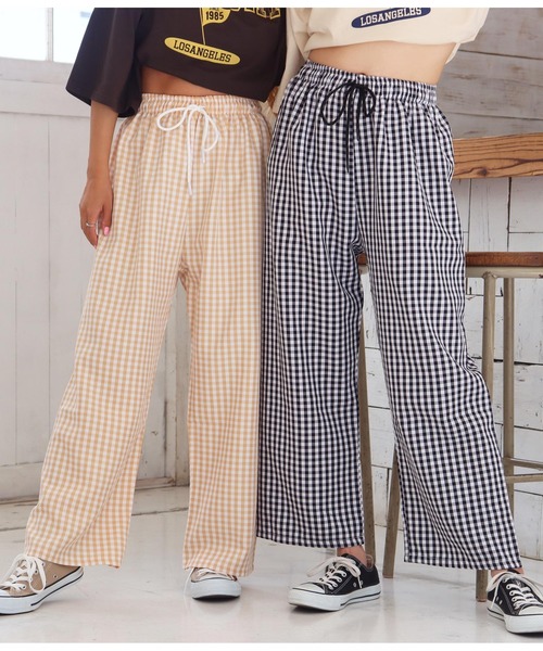 anap mimpi（アナップミンピ）の「ギンガムチェックリラックスパンツ（スラックス・レディース・ブラック/パープル/オレンジ・FREE）」の7枚目の写真