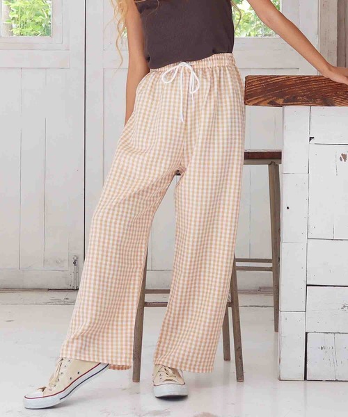 anap mimpi（アナップミンピ）の「ギンガムチェックリラックスパンツ（スラックス・レディース・ブラック/パープル/オレンジ・FREE）」の8枚目の写真