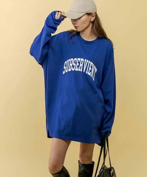 RASVOA（ラスボア）の「ＳＵＢＳＥＲＶＩＥＮＴビッグロンＴ（Tシャツ/カットソー・レディース・グリーン/ブルー/ブラック/オフホワイト・FREE）」の6枚目の写真