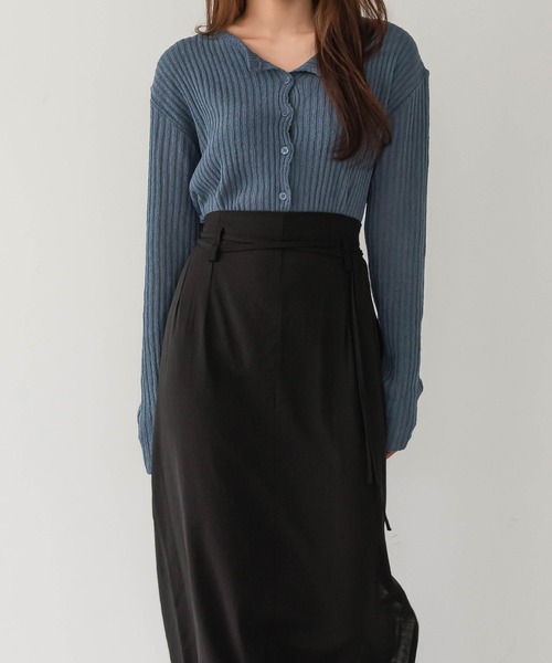 UNE MANSION（ユヌマンション）の「シンプルリブカーディガン（カーディガン/ボレロ・レディース・ブラック/ベージュ/ブラウン/ブルー/黄緑系・FREE）」の5枚目の写真