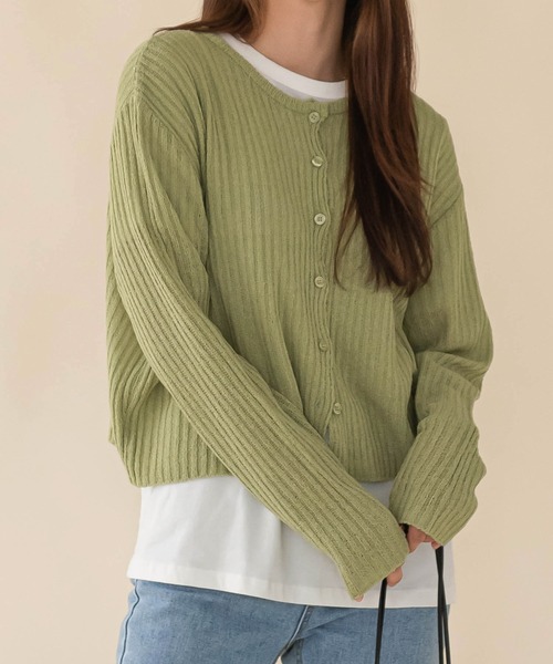 UNE MANSION（ユヌマンション）の「シンプルリブカーディガン（カーディガン/ボレロ・レディース・ブラック/ベージュ/ブラウン/ブルー/黄緑系・FREE）」の18枚目の写真