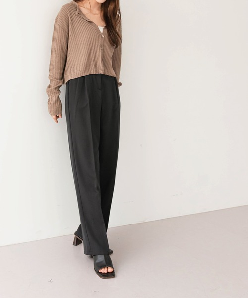 UNE MANSION（ユヌマンション）の「シンプルリブカーディガン（カーディガン/ボレロ・レディース・ブラック/ベージュ/ブラウン/ブルー/黄緑系・FREE）」の12枚目の写真