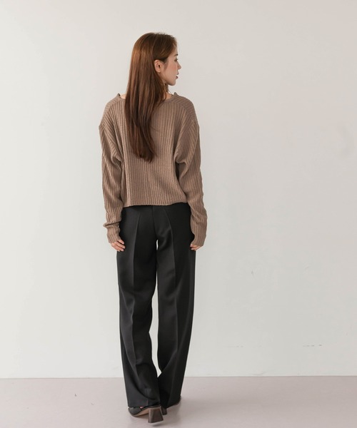 UNE MANSION（ユヌマンション）の「シンプルリブカーディガン（カーディガン/ボレロ・レディース・ブラック/ベージュ/ブラウン/ブルー/黄緑系・FREE）」の6枚目の写真