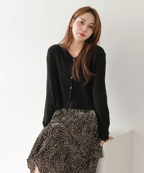 UNE MANSION（ユヌマンション）の「シンプルリブカーディガン（カーディガン/ボレロ・レディース・ブラック/ベージュ/ブラウン/ブルー/黄緑系・FREE）」の21枚目の写真