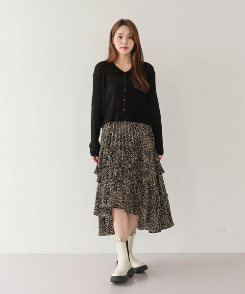 UNE MANSION（ユヌマンション）の「シンプルリブカーディガン（カーディガン/ボレロ・レディース・ブラック/ベージュ/ブラウン/ブルー/黄緑系・FREE）」の7枚目の写真