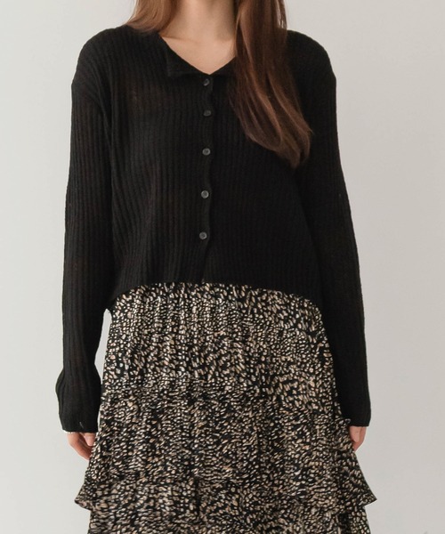 UNE MANSION（ユヌマンション）の「シンプルリブカーディガン（カーディガン/ボレロ・レディース・ブラック/ベージュ/ブラウン/ブルー/黄緑系・FREE）」の8枚目の写真