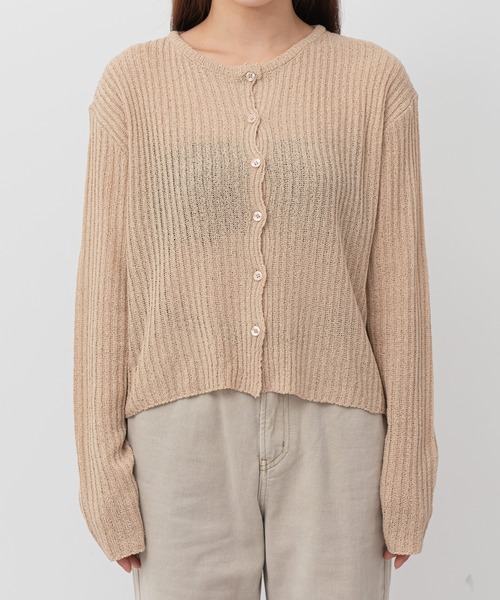 UNE MANSION（ユヌマンション）の「シンプルリブカーディガン（カーディガン/ボレロ・レディース・ブラック/ベージュ/ブラウン/ブルー/黄緑系・FREE）」の22枚目の写真