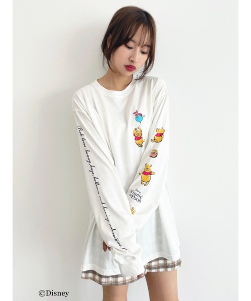 Honey Salon（ハニーサロン）の「Winnie the Pooh/プリントロングTシャツ（Tシャツ/カットソー・レディース・オフホワイト・FREE）」の2枚目の写真
