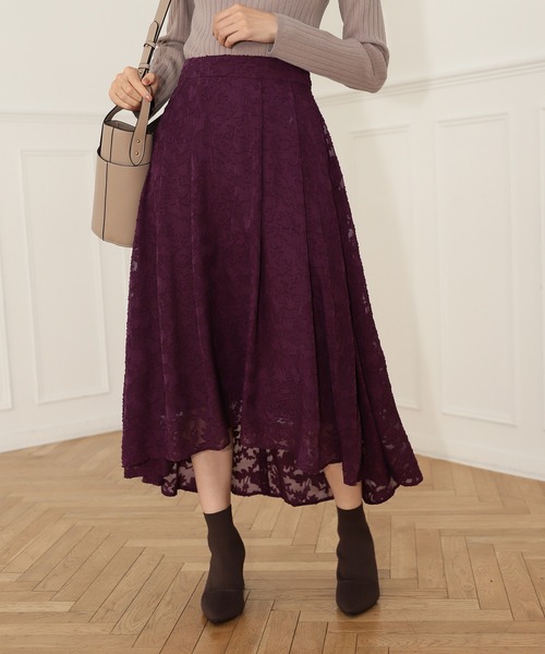 Andemiu（アンデミュウ）の「ジャガードフラワースカート217165（スカート・レディース・ブラック/ブルー/パープル・FREE/フリー）」の3枚目の写真