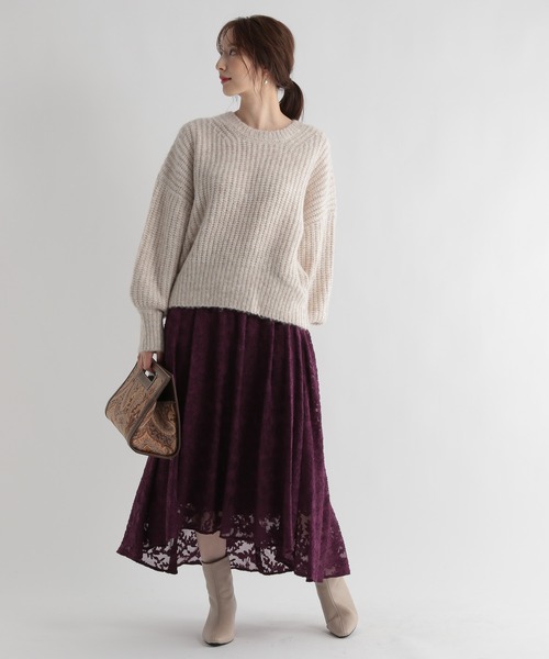 Andemiu（アンデミュウ）の「ジャガードフラワースカート217165（スカート・レディース・ブラック/ブルー/パープル・FREE/フリー）」の12枚目の写真