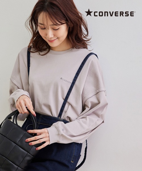 CONVERSE(コンバース)の「【CONVERSE/コンバース】配色ステッチトップス(Tシャツ/カットソー・レディース・ダークラベンダー/オフホワイト・38)」の2枚目の写真