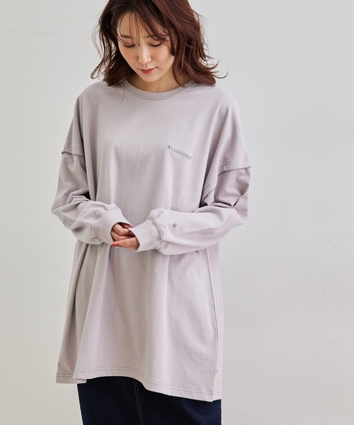 CONVERSE(コンバース)の「【CONVERSE/コンバース】配色ステッチトップス(Tシャツ/カットソー・レディース・ダークラベンダー/オフホワイト・38)」の9枚目の写真