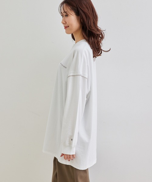 CONVERSE(コンバース)の「【CONVERSE/コンバース】配色ステッチトップス(Tシャツ/カットソー・レディース・ダークラベンダー/オフホワイト・38)」の16枚目の写真