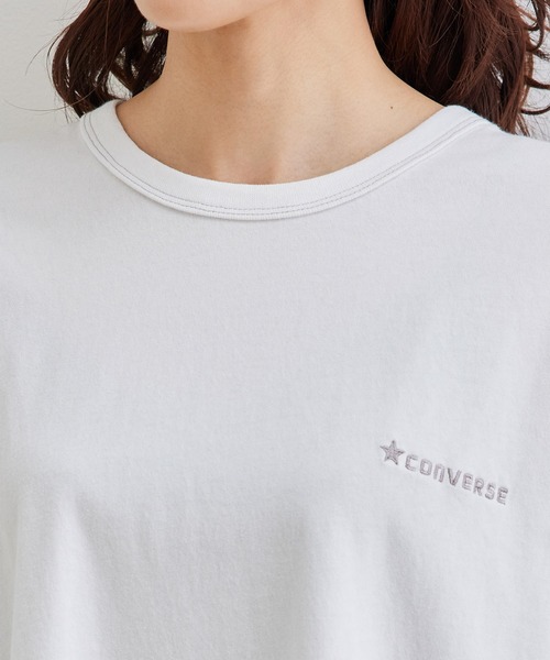 CONVERSE(コンバース)の「【CONVERSE/コンバース】配色ステッチトップス(Tシャツ/カットソー・レディース・ダークラベンダー/オフホワイト・38)」の12枚目の写真