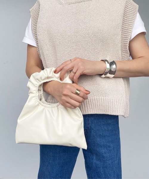 shopnikoniko(ショップニコニコ)の「ギャザーハンドル ミニホーボーバッグ(ハンドバッグ・レディース・ホワイト/パープル/イエロー・フリー)」の10枚目の写真